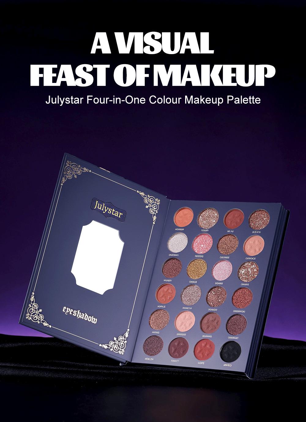 Julystar Secret Garden Makeup Palette, 4-In-1 Multicolor Eyeshadow + Blush Highlighter Contour Set, All-In-One Makeup Kit for Beginners