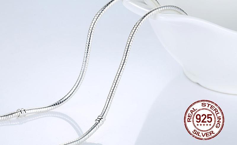 Heart Love 925 Sterlin Silver Snake Chain Necklace Secure Ball Clasp Beads Charms Chocker Necklace For Women Wedding DIY Jewelry