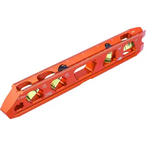 Pistol-style level, magnetic tube level, with 4 bubble tubes, V-groove and magnetic track, aluminum alloy structure, high visibility color