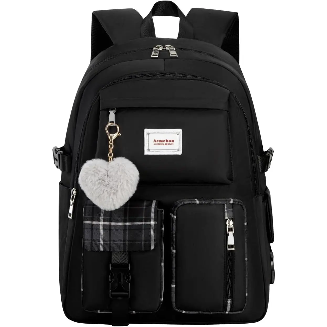 Girl Roomy Fashion Laptop Backpack Casual Daily Backpack for Women BlackGift