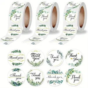 1500 PCS Thank You Stickers Greenery Labels Stickers for Wedding Envelopes, Small Business, Bakeries, Handmade Goods, Sticker Packs