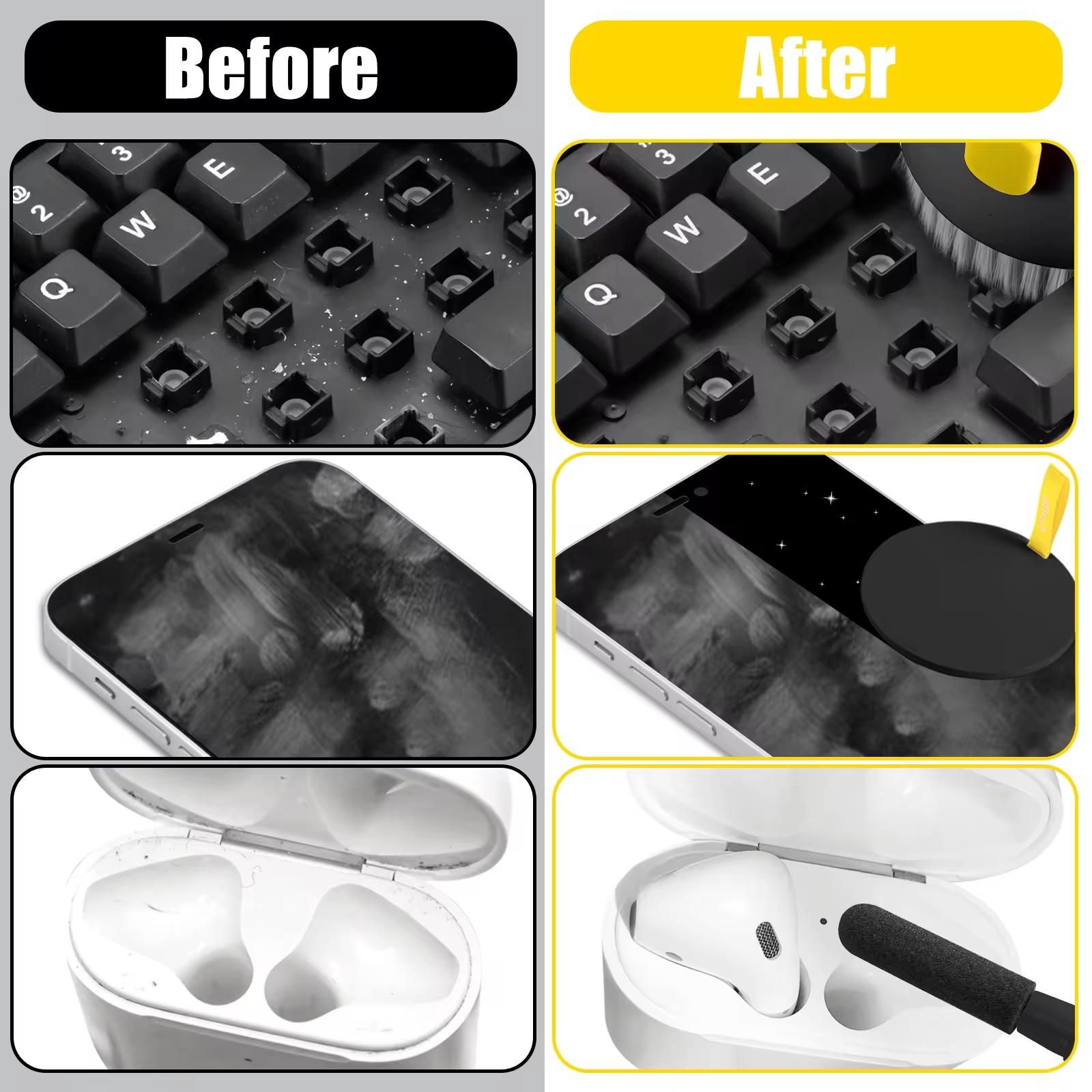Multifunctional Digital Cleaning Kit, 1 Set Phone Hole Slot Cleaning Brush, Earphone Cleaning Pen, Laptop Keyboard Cleaning Tool Set