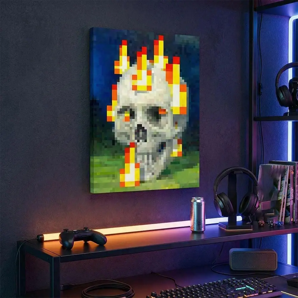 2D Flat 1pc Unframed Canvas Poster, Minecraft Pixel Art Print, Canvas Painting, Poster Print, Artwork Wall Painting for Gift, Home, Wall Decor, Graphic Prints, Print Design, Artistic Indoor Decoration, Room Wall Art