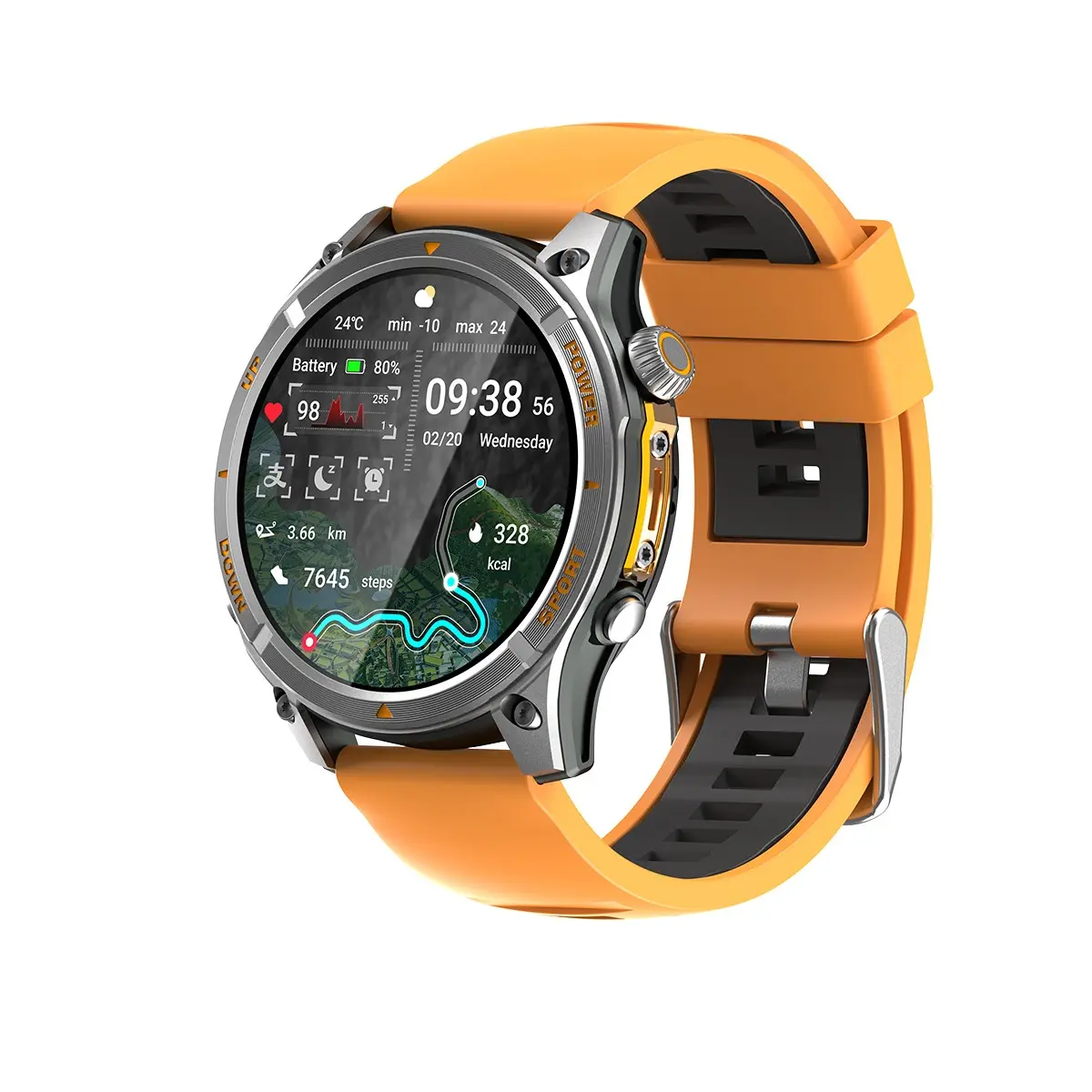 Outdoor GPS Smart Watch, 450mah Battery, 1.43 Inch AMOLED Screen, 5ATM Waterproof, Multiple Sports Modes, Wireless Phone Call, Fitness Tracker Smartwatch, Step Counter, Calorie Count, Distance, Stopwatch, Alarm, Built in GPS Chip