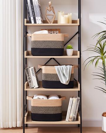 95L Extra Large Blanket Basket, 24" x 16.9" x 14.2" Woven Storage Basket for Living Room, Rectangle Nursery Blanket Storage for Toys, Towels, Dirty Clothes (Black) 95L Extra Large Blanket Basket, 24" x 16.9" x 14.2" Woven Storage Basket for Living Room, Rectangle Nursery Blanket Storage for Toys, Towels, Dirty Clothes (Black)