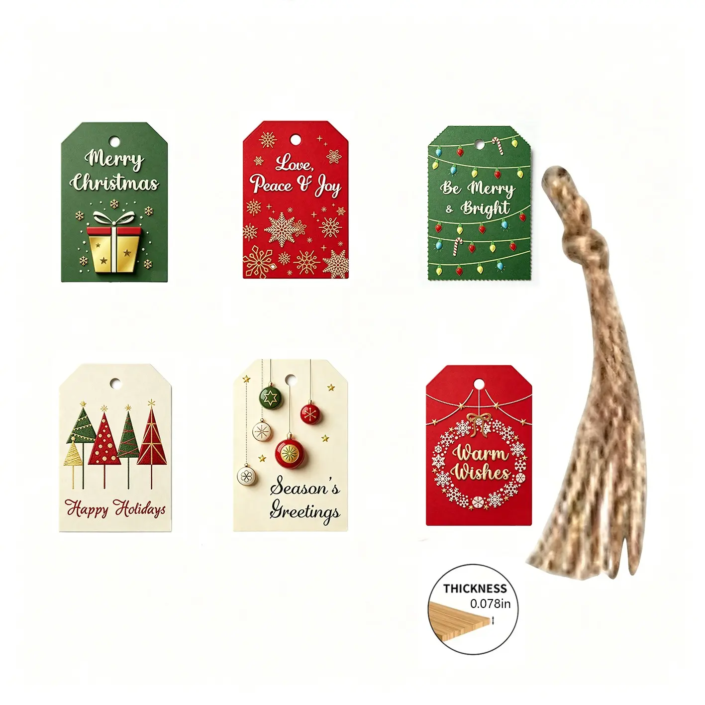 18-Piece Wooden Christmas Gift Tags with Lanyard, Festive Holiday Decorations, 1.97in X 3.14in, Perfect for Christmas and New Year Celebrations