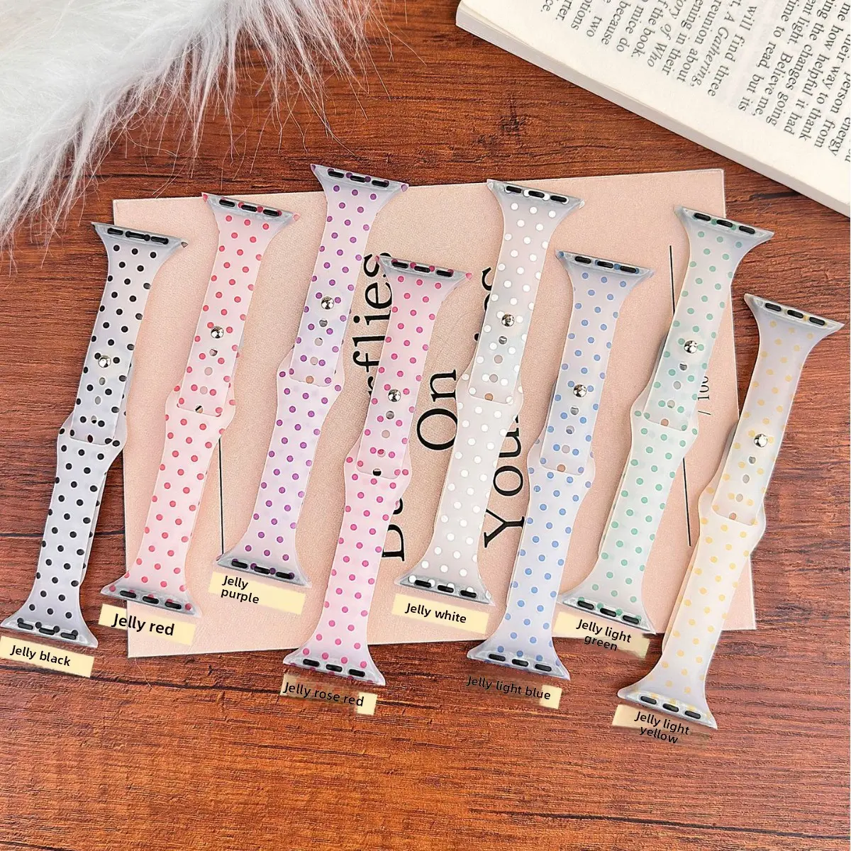 Jelly Translucent Polka Dot Silicone Watch Band, Cute Y2K Thin Replacement Strap, Soft Daily Wrist Accessory