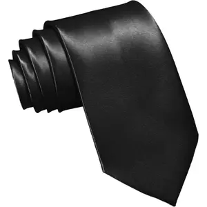 Men's Ties Classic Solid Satin Tie Pure Color 3.15" Mens Necktie, Premium Formal Black Ties For Men Business & WeddingGift.