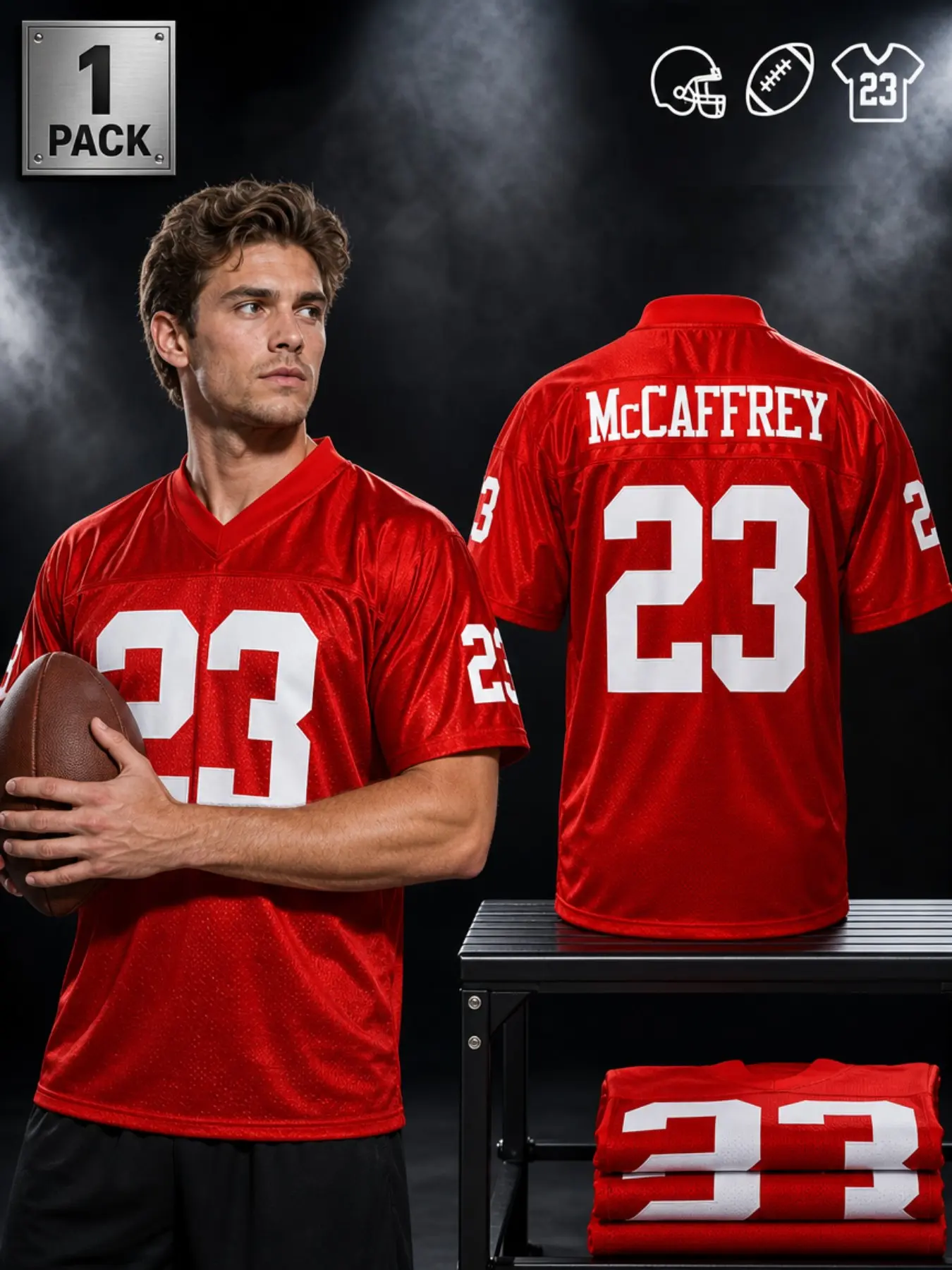 American Football Jersey, Embroidered Letter Design, Breathable Short Sleeve Pullover, Loose Fit, Unisex All-Season Sportswear, Breathable Athletic Top, Sports Clothing