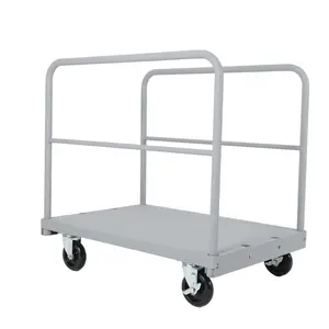Platform Truck, 2200 LBS Capacity Steel Flatbed Cart 36x24 Inch Drywall Dolly with 2 Removable Side Handrails & Swivel Wheels