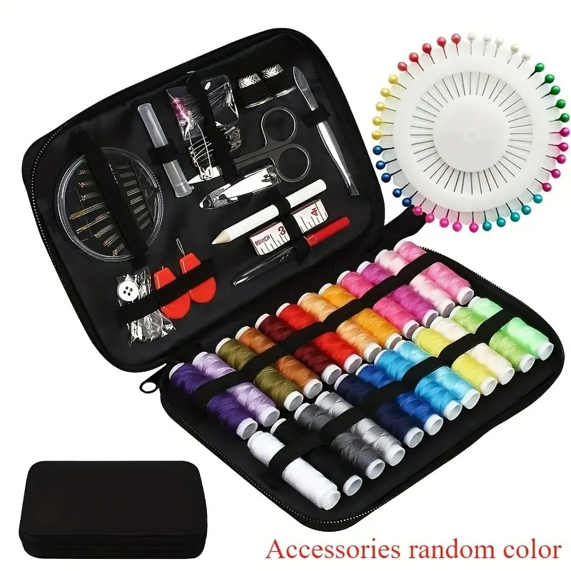 Advanced Sewing Tool Kit, Sewing Craft Kit, Ultimate Thread Set for Home, Travel, Emergency Repairs, Includes Colorful Threads, Needles, Scissors, Thimble, Tape Measure