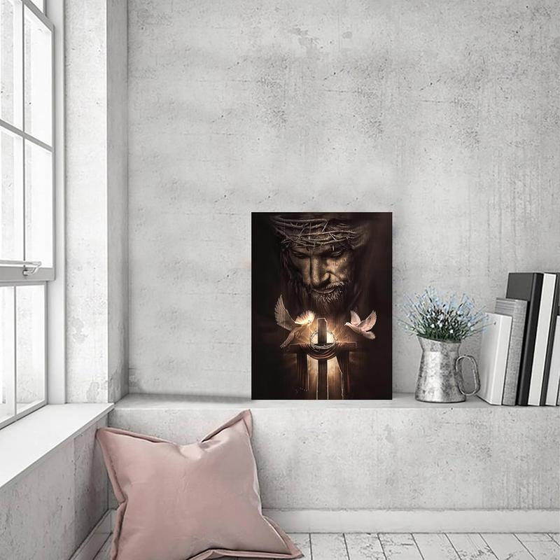 1 Count Framed Jesus Christ Canvas Wall Art The Hand of God Jesus Reaching Into Water Christian Painting Prints Biblical Wall Decor Religious Room Decor for Church Prayer Room Schools Hospitals 16x24inch