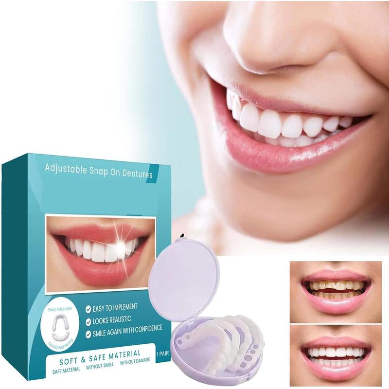 Veenora Clip on Veneers, Minceetbien Dentures, Snap On Veneers Silicone Kit for Both Upper and Lower, Silicone Reline Denture Set (2Set)