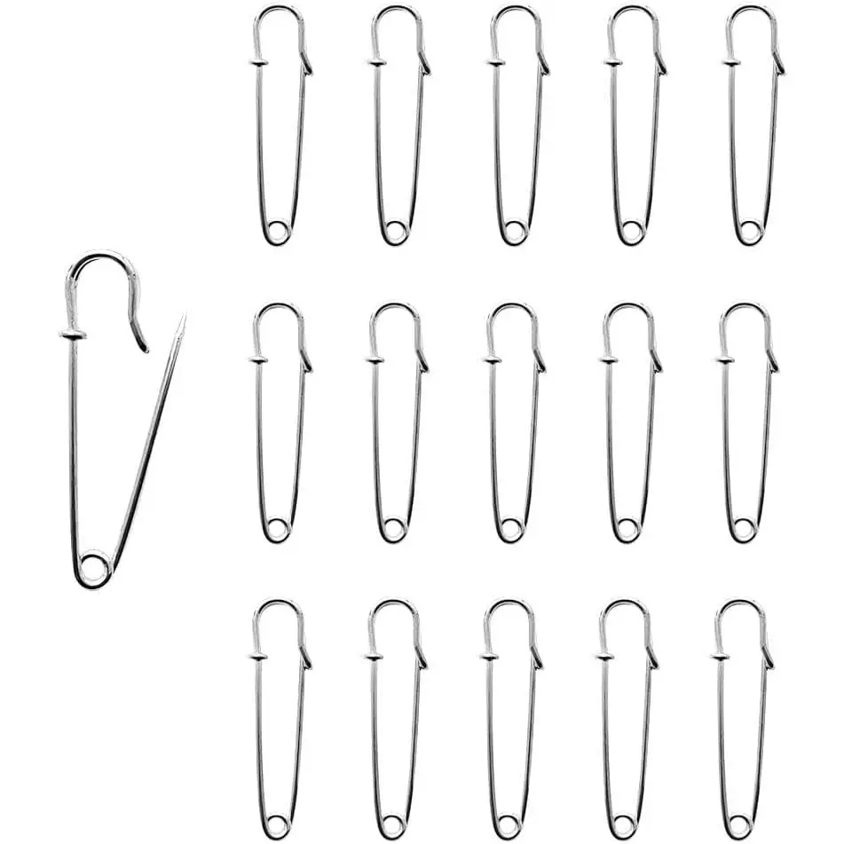 30 count Large Heavy Duty Safety Pins, 2 Inch Steel Blanket Pins for Clothing Crafts, Rust-Resistant Laundry Locking Pins with  Point ()
