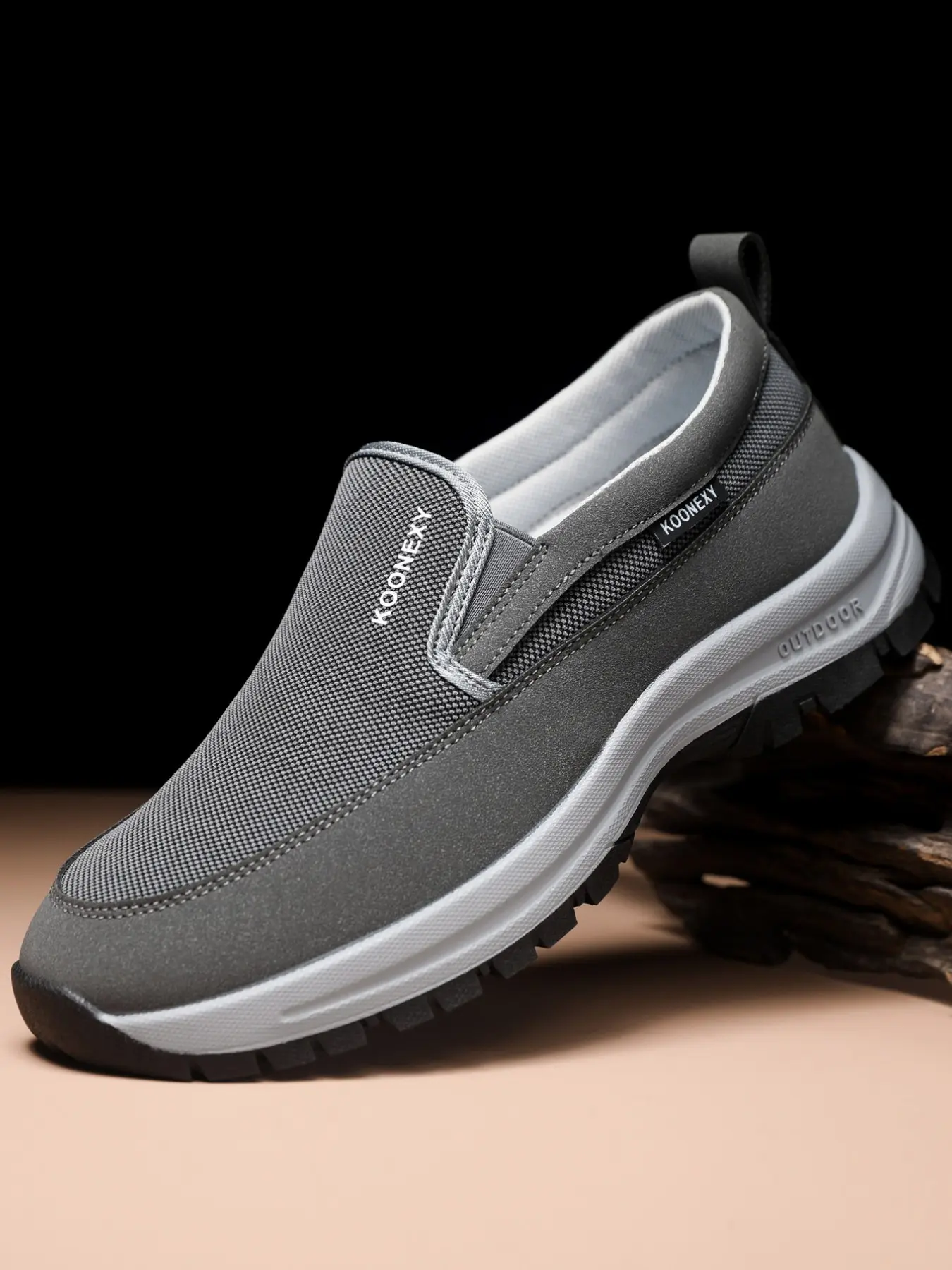Men's Comfortable Anti-Slip Loafers, Breathable Knit Slip-On Thick Sole Lightweight Durable Casual Shoes, All-Season Outdoor Activities