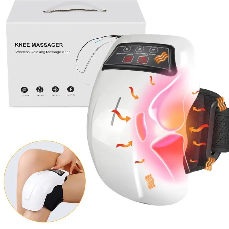 Knee Massager, Cordless Heated Vibration Massager For Knee Joints Stiffness and Discomfort, Rechargeable Relaxing Massage Machine for Men & Women Gift