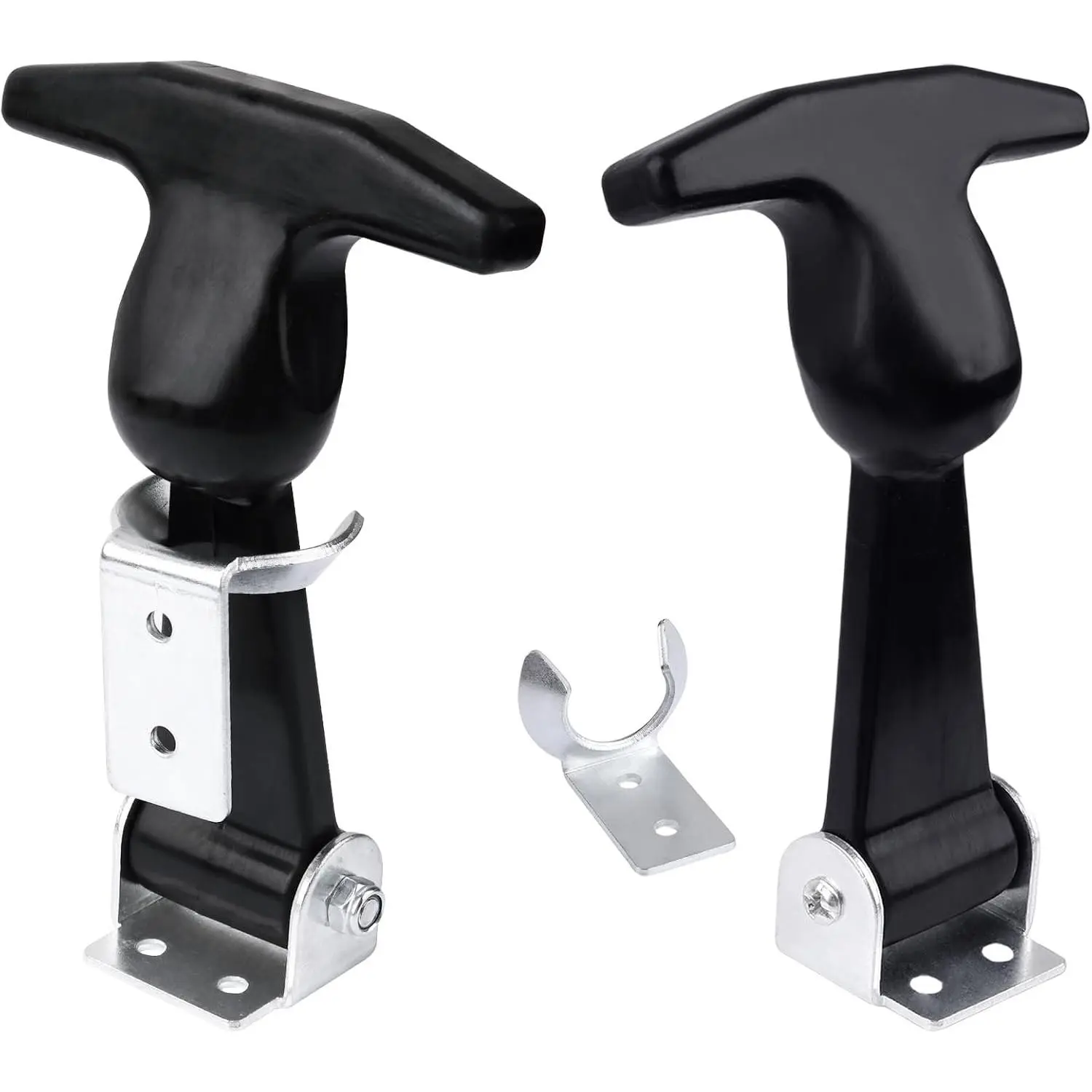 Rubber Hood Latch, 4.9" T-Handle Hasp, 2 Pcs Universal Flexible Rubber Draw Latches with Brackets - Versatile Mount for Toolboxes, Coolers, Engine Hoods, Easy Grip