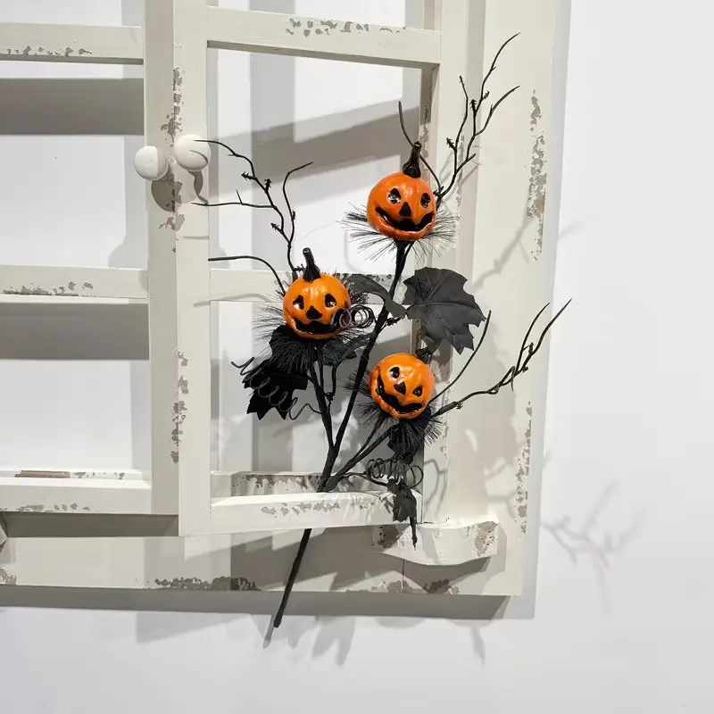 New Halloween Artificial Flower Arrangement, Horror Pumpkin Bouquet Vase Decoration, Ghost Pumpkin Halloween Party Home Decor, Christmas