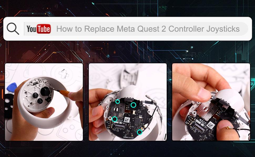 4 Pack Joystick Replacement Kit for Oculus Quest 2 Controller, 31 in One Repair Kit for Meta Quest 2 Controller, Include 4 Thumb Sticks, 4 Thumbstick Grips, 18 Screws, 2 T5 Screwdrivers and More