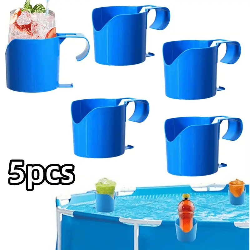 5-Pack Heavy-Duty Poolside Cup Holders – Universal Fit for Round Bars & Above-Ground Pools – Spill-Proof Holder for Drinks, Beer, and Phones – Durable Outdoor Drinkware Accessory for Patios, Beaches, and Parties