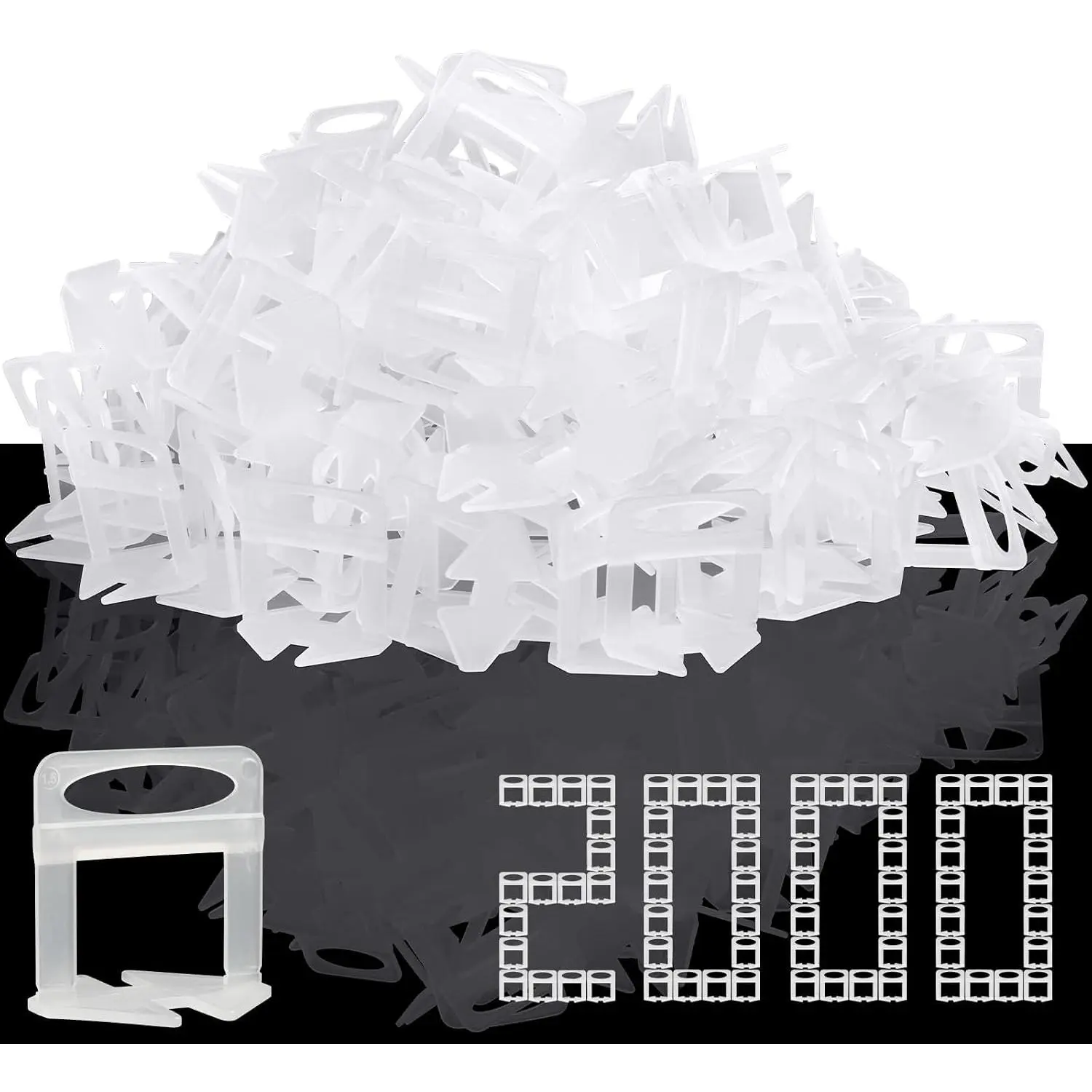 DGSL Tile Leveling System, 2000-Piece 1/16" Tile Spacers Clips Tile