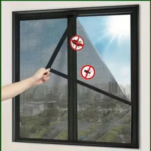 1pc Invisible Black Fiberglass Mosquito & Fly Proof Window Screen, Breathable Mesh Net Curtain