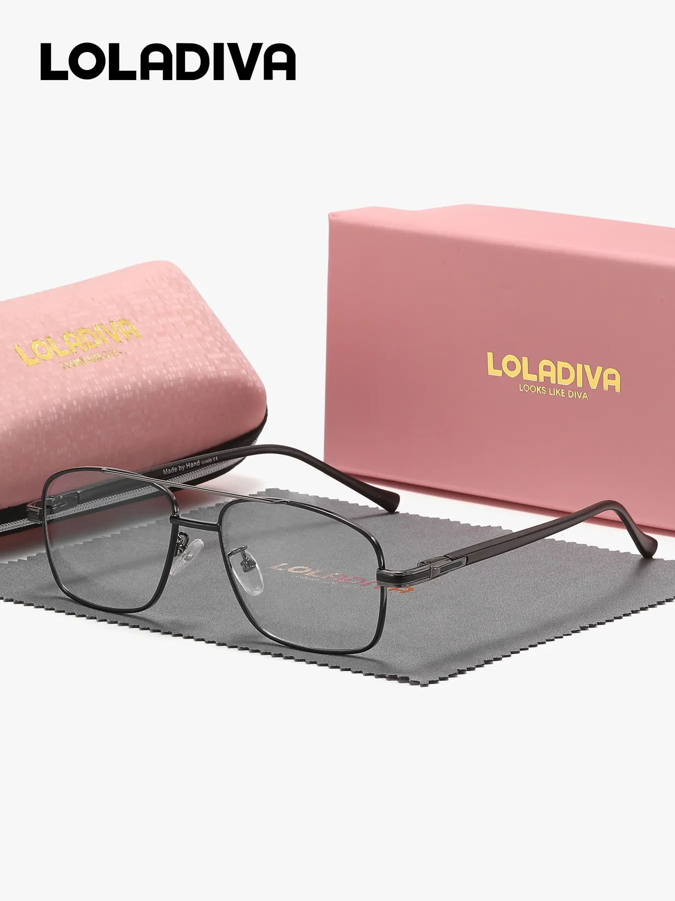 LOLADIVA 1 Piece Unisex Clean And Tidy Full Frame Plaon Glasses Steady Temperament Rectangular Frame Plaon Glasses