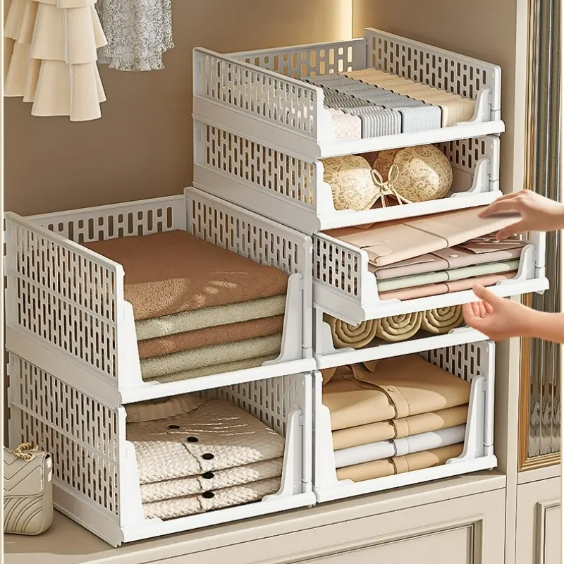 Stackable Closet Organizers & Storage Bins for Clothes, Sweaters & Pants, Space-Saving Shelf Organizers for Bedroom, Dorm, RV & Pantry