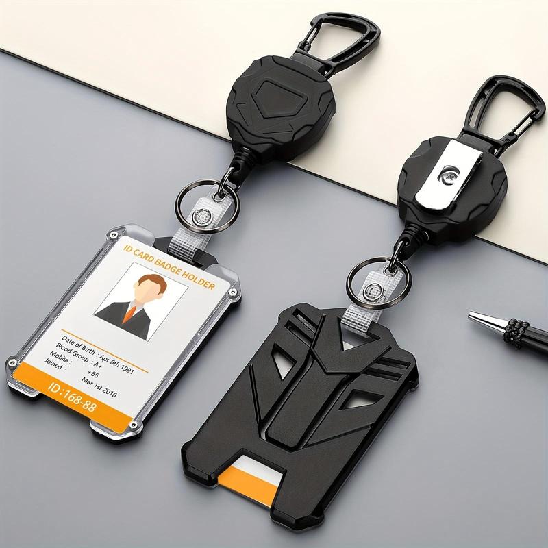 Outdoor Retractable Heavy Duty Badge Reel (1 Set), ID Badge Holder, Tactical ID Card Holder for Outdoor Hiking & Climbing, Badge Reels Retractable