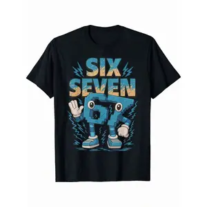 children's wear Retro Pixel Number 67 Graphic T-Shirt Six Seven Short Sleeve Tee