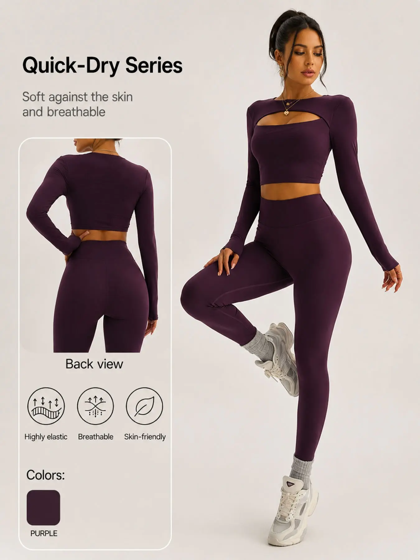 Fashion Women's Deep Set, Fake Two-Piece Top High-Waisted Yoga Pants, Chest Cutout Design, Ideal for Yoga, Pilates, Running, Fitness