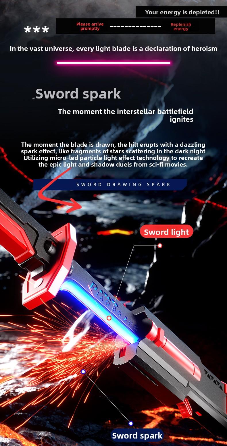 31.5" Cyberpunk Drifter Spark Neon Lightsaber with Spark Blade Sound & Fog 8-Color Streaming Light Type-C Rechargeable for Rave Cosplay & Display – Kids’ Favorite Gift