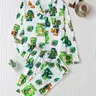 Two-Piece Cartoon Pajama Set Pjs Pyjamas, Long Sleeve Button-Down Top and Loose Comfortable Pants, Cute Fitted Sleepwear Loungewear for All Seasons