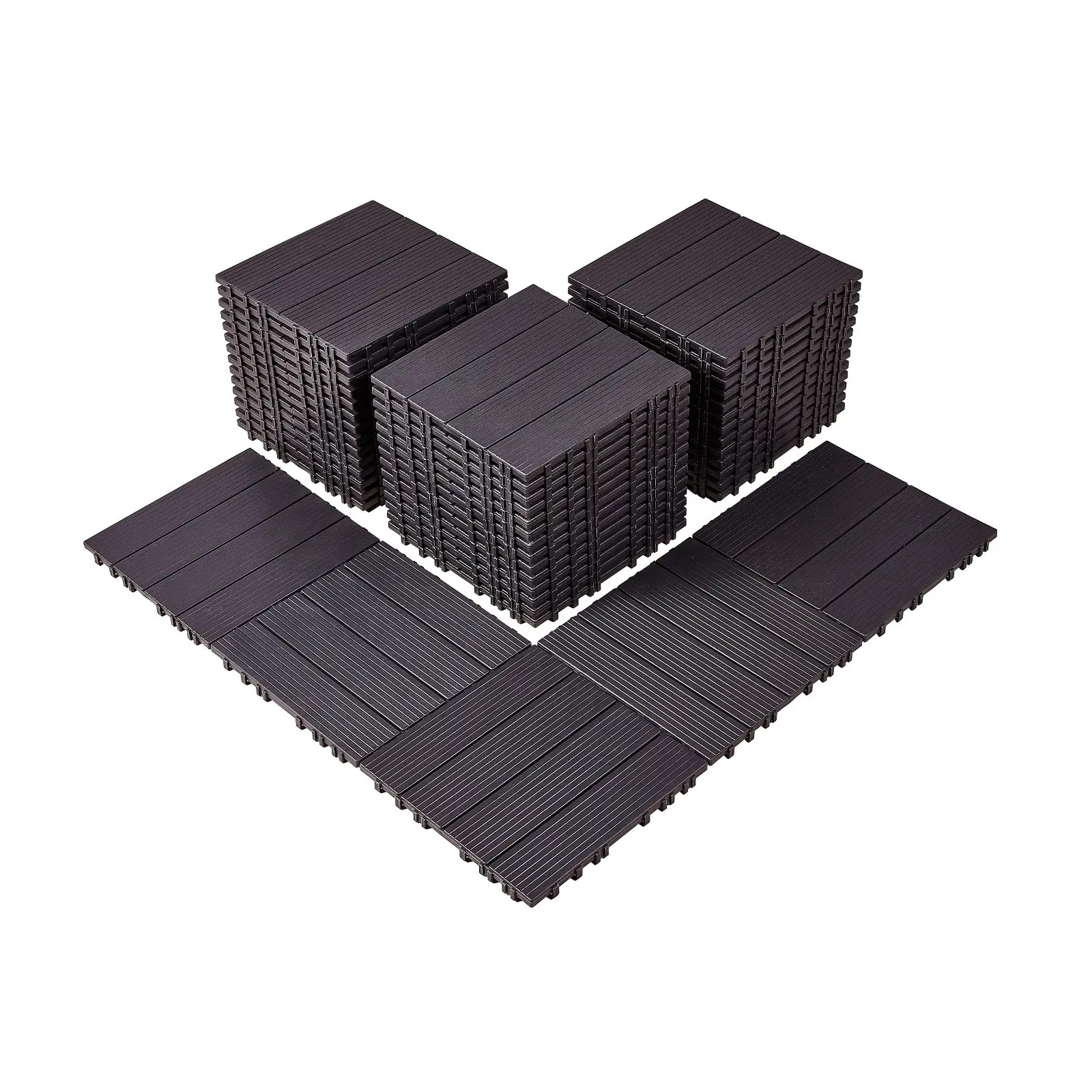 VEVOR Plastic Interlocking Deck Tiles, 54-Pack 12"x12" 54 Sq. Ft, Waterproof All-Weather Outdoor Flooring for Patio, Poolside