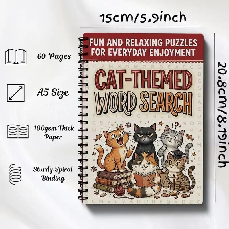 Cat Lovers Puzzle Notebook, Relaxing Brain Teaser Activities, Fun Cat Moments, Coloring and Drawing Notebook, Perfect for Cat Enthusiasts