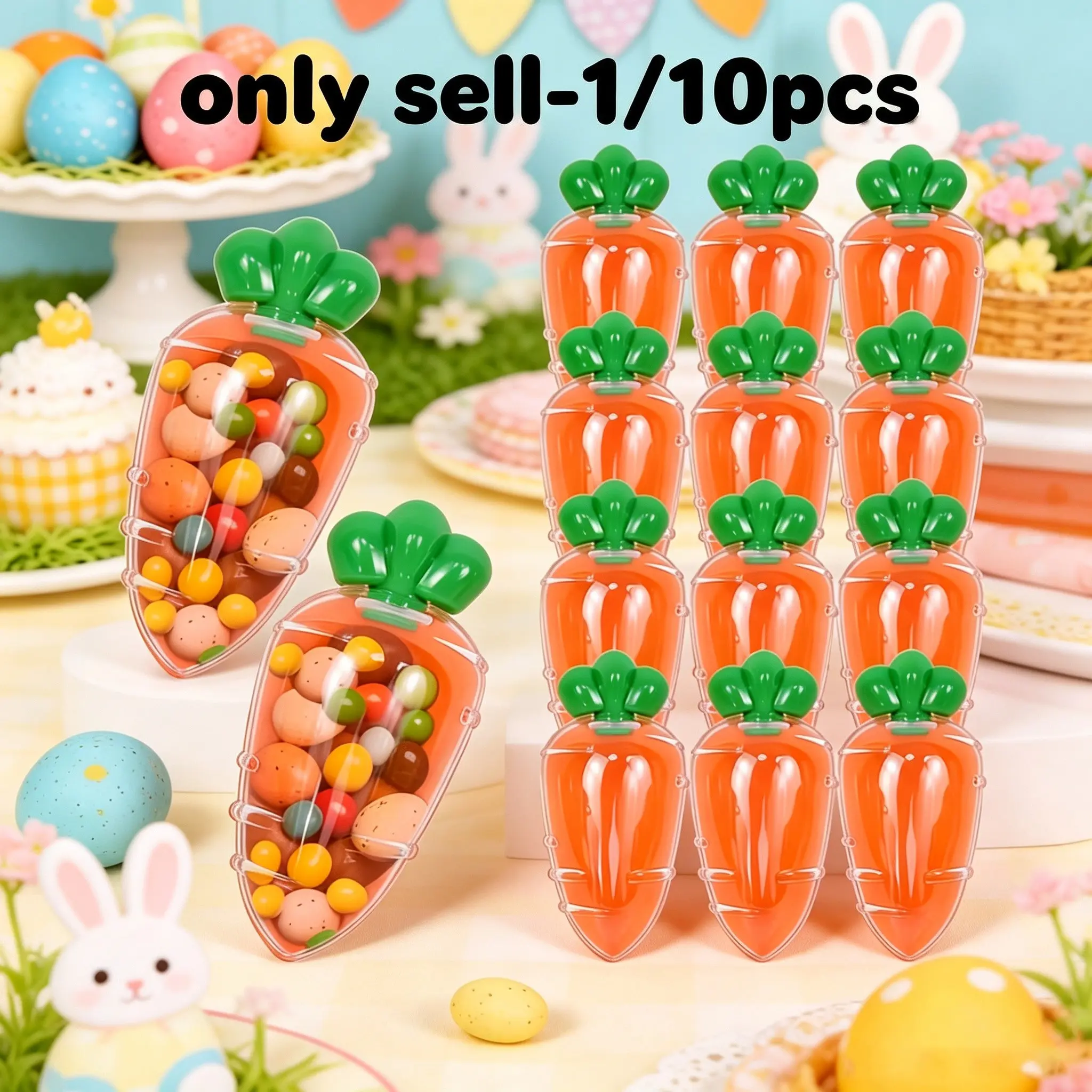 1/10pcs Easter Plastic Carrot Candy Box, Creative Transparent Gift Box, Treat Boxes, Party Decor, Baby Shower Gifts, Boy Girl Candy Decoration