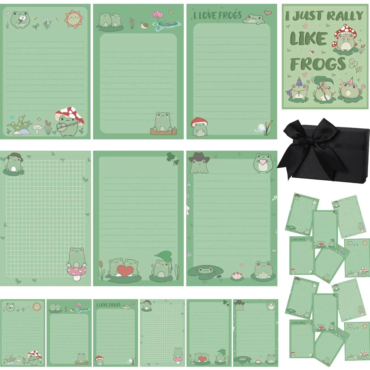 12 count Frog Sticky Note Set Frog Lover Gifts Cute Sticky Note Pads   Pads with Box Greeting Card Funny  for  Lovers Reader Desk Office School Supplies