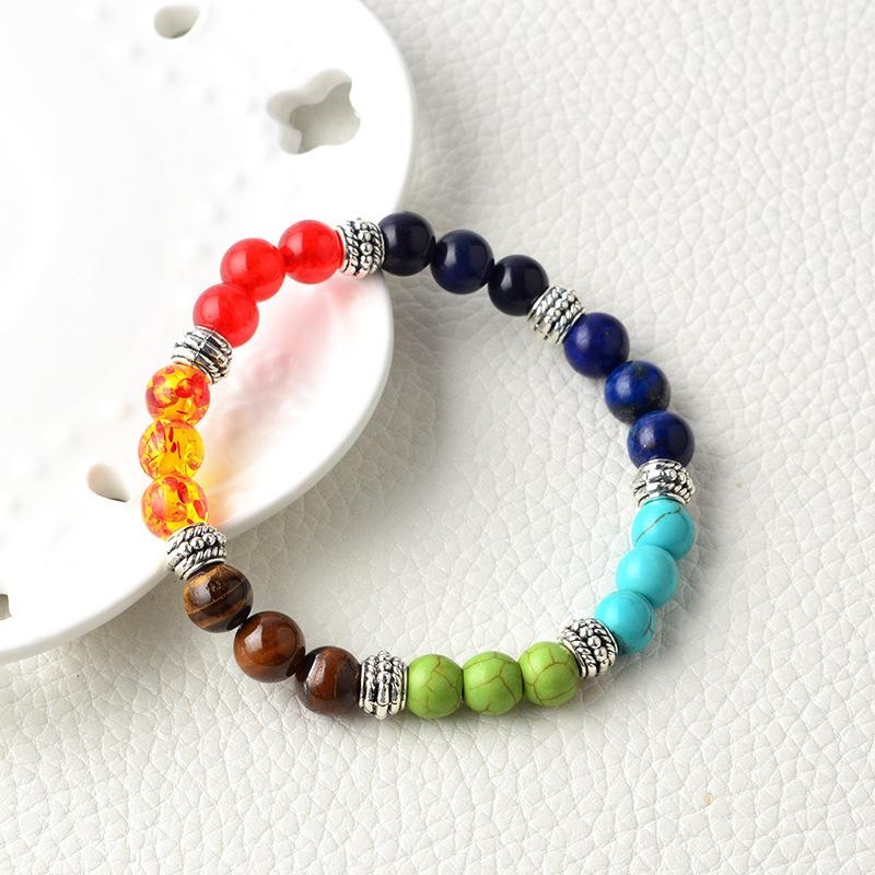 Natural Stone Colorful Chakra Energy Yoga Bracelet