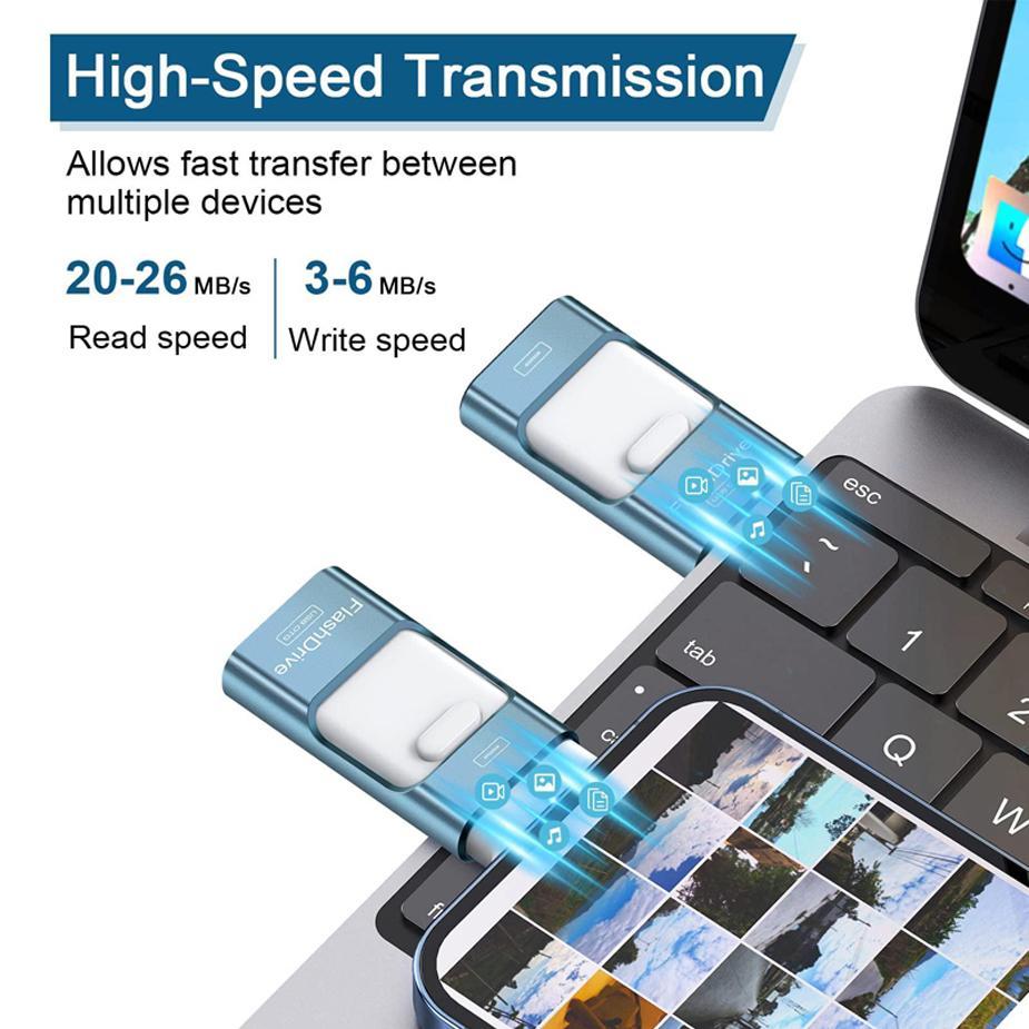 3 in 1 USB Flash Drive, 1 Count High Speed USB 3.0 Memory Storage, OTG Thumb Drive for Smart Phones, PC and More Devices, Portable Flash Drives