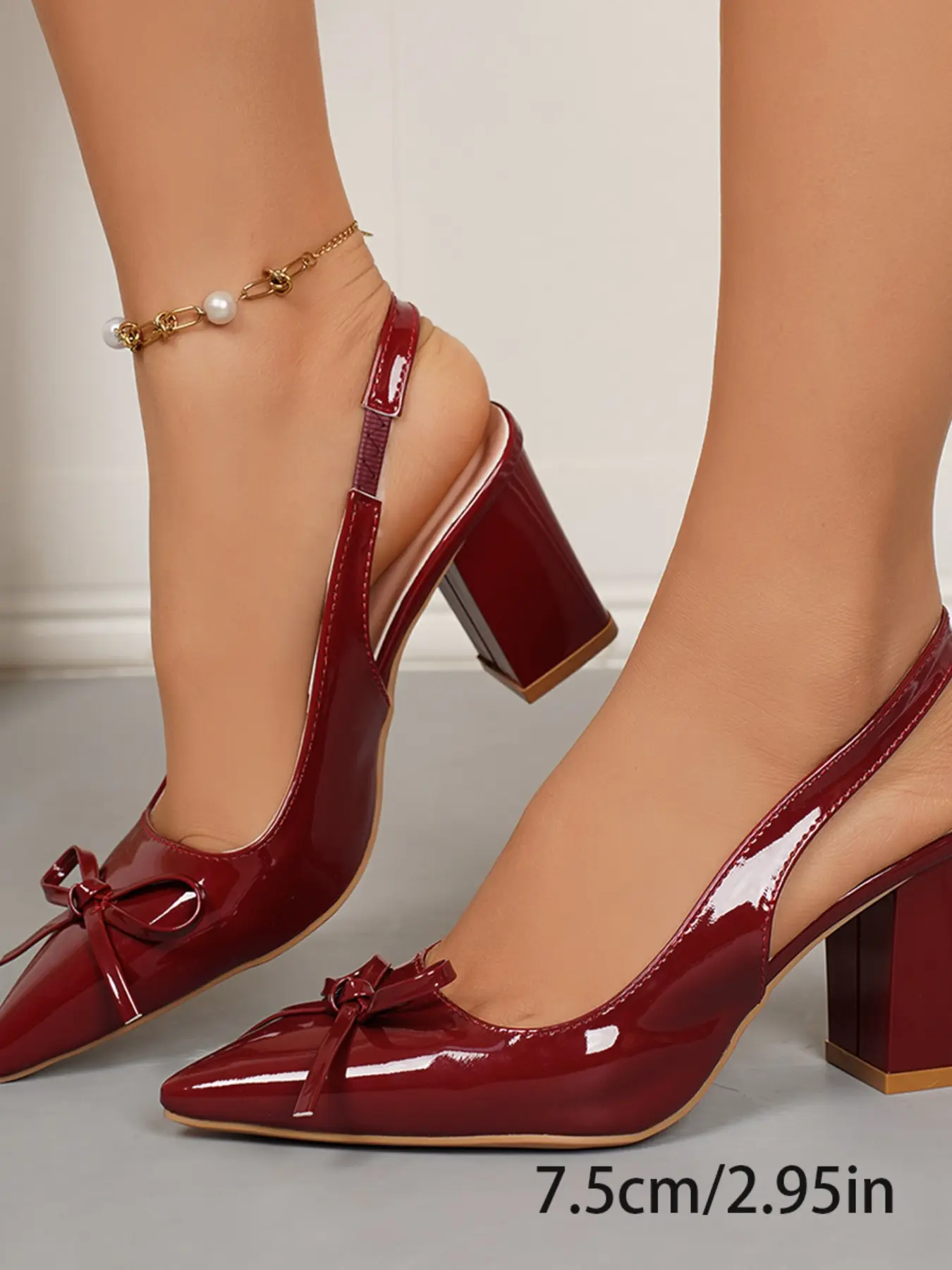 Women's Pointed Toe PU Leather Wedge Shoes, Cute Plain Style, Medium Width, Rubber Sole, Perfect for Parties and Photoshoots