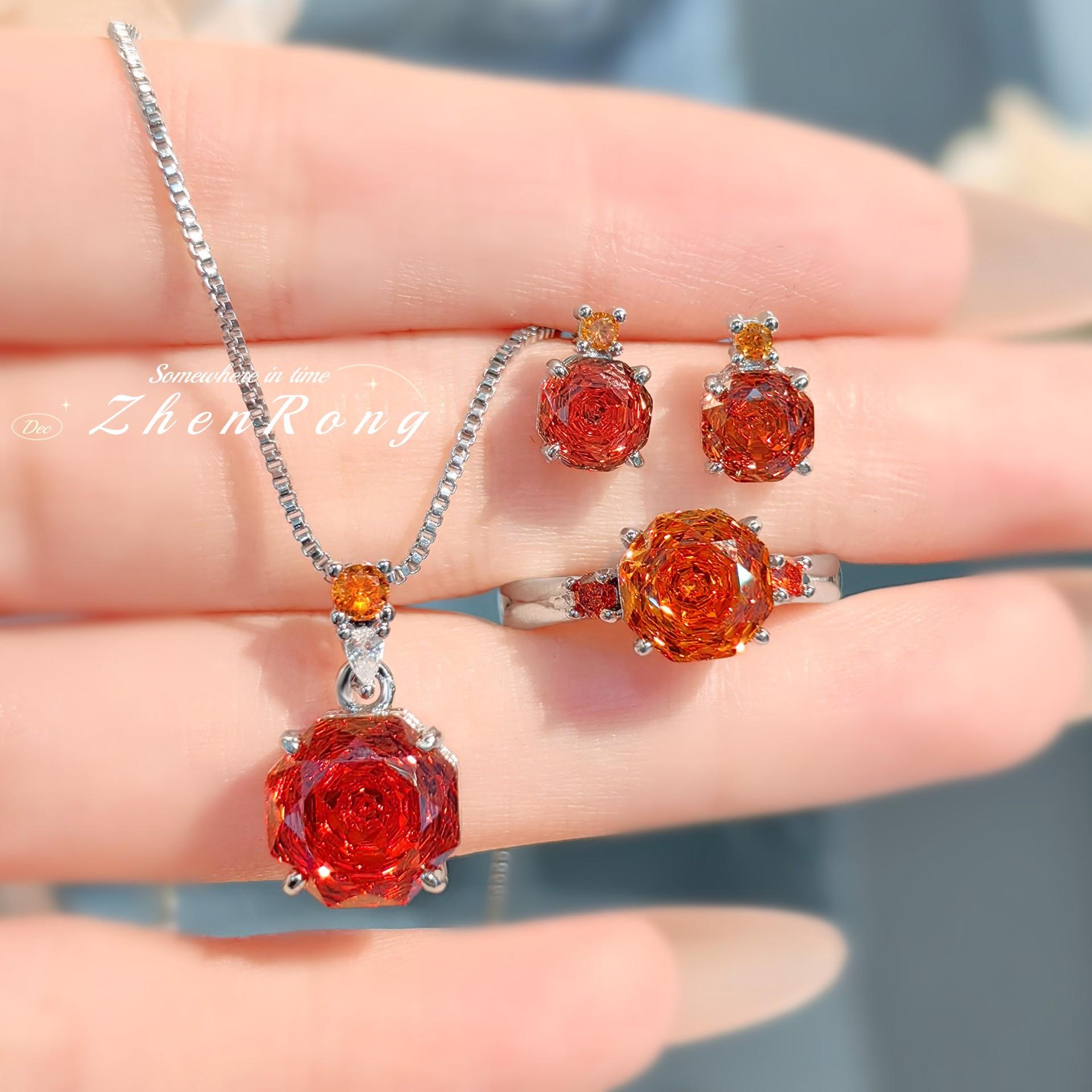 ✨   Octagonal Millennial Rose Cut CZ Set |   Pendant Necklace + Stud Earrings + Ring 💍 |   Same Chic Design |   Available Separately 🎁   – Trendy Gift for Her