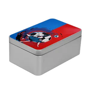 1 iron storage box with dynamic football pattern, portable tin case for trading cards, game cards and small items. Great for desk, office and home storage, an ideal gift for football fans.
