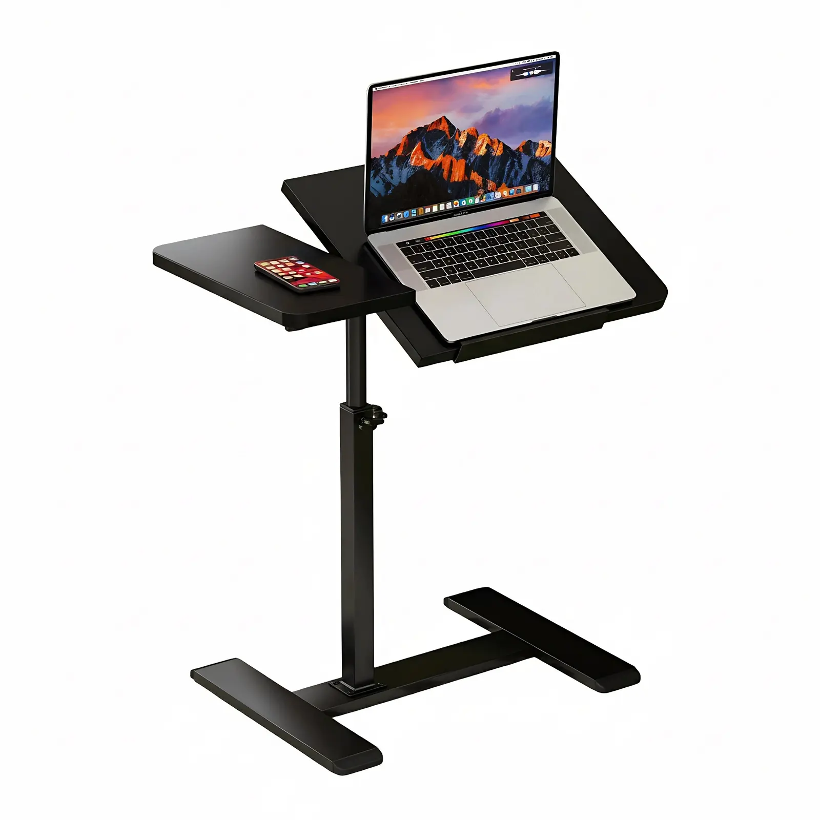 Height Adjustable Overbed Table - Dual Tilting Desktop - Mobile Bedside Laptop Desk with Wheels - Ergonomic Care Table for Hospital Bed, Home or Sofa Use