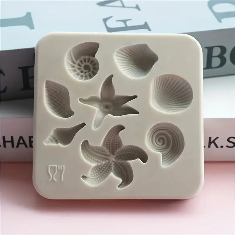 1pc DIY Marine Life Silicone Mold, 3D Conch Shell Starfish Silicone Mold, Marine Life Ornaments and Craft Decorations Mold, Silicone Molds for Crafts