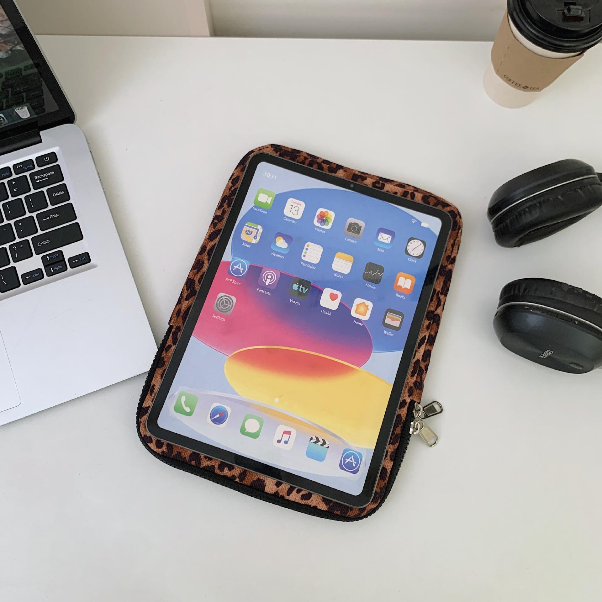 Leopard Print Laptop Sleeve For Ipad Air6 Pro11 Macbook Air13.3 13.6 Pro14 15 Dell Huawei Samsung 15.6 16 Inch Shockproof Bag