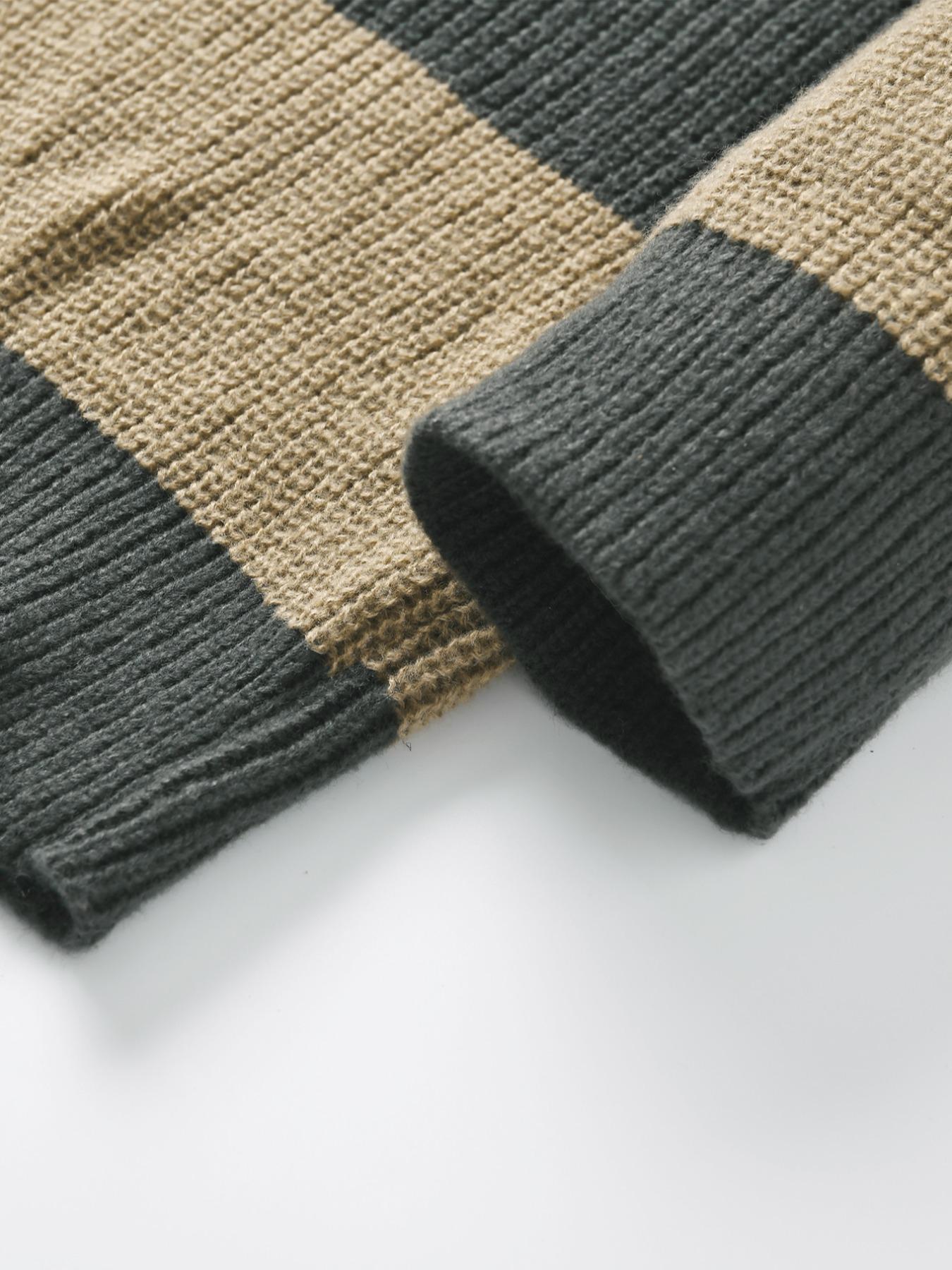 Men's Striped Print Round Neck Knitted Sweater, Casual Regular Fit Long Sleeve Jumper for Fall & Winter, Men's Knit Pullover for Daily Wear, Going Out Outfit