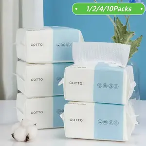 Natural Disposable Face Towel Travel Facial Cleansing Towels, Gentle Wet and Dry Makeup Remover Towels, Makeup Removal Wipes, Cleansing Cloths, Available in 1, 2, 4 or 10 Packs for Home and Outdoor Travel Use, Cleaning Supplies