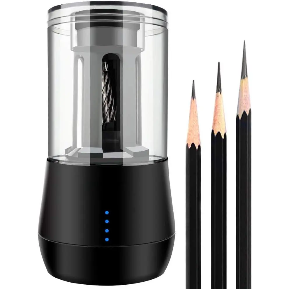 Rechargeable Long Point Pencil Sharpener for Artist, 3 Point Options, Auto Stop, 8-25mm Super Long Tip, Electric Artist Pencil Sharpener for φ6-8.5mm Charcoal/Drawing/Sketching/Colored Pencils