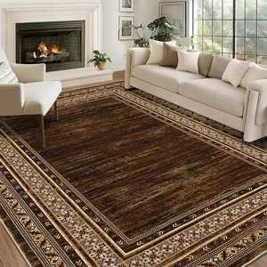 GARVEEBordered Washable Rugs and Runners in Various Sizes and Colors, Featuring Low-Pile, Non-Slip, Stain-Resistant Designs Suitable for Living Room, Bedroom, Dining, Kitchen, Bathroom, and Entryway