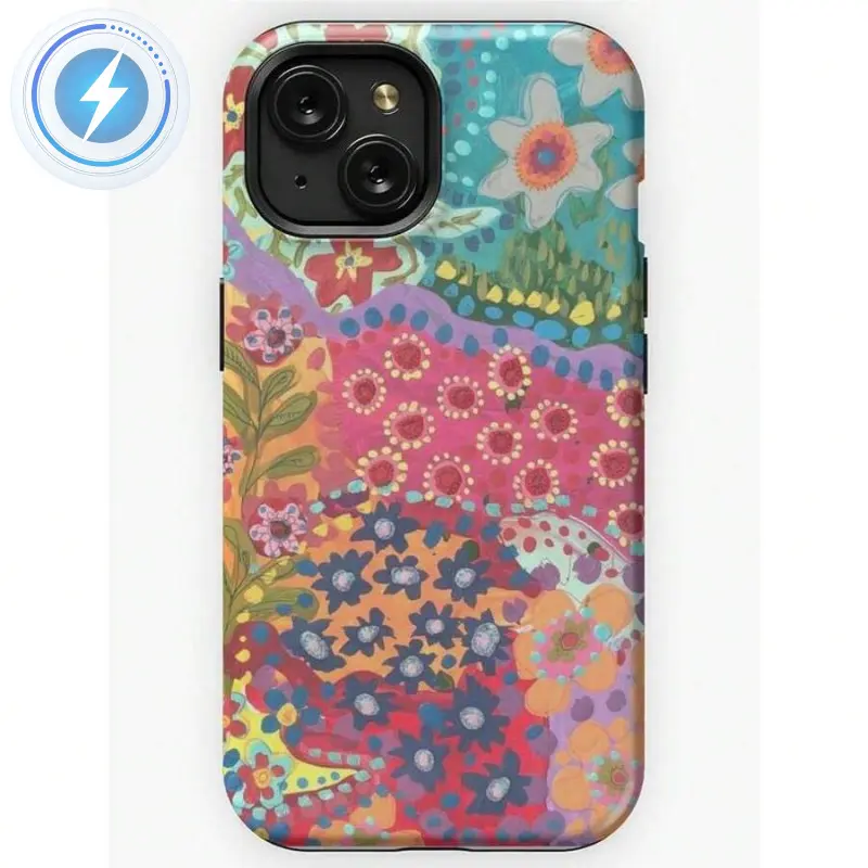 MagSafe Phone Case Glitter Cutie Colorful Floral Painting Phone Case Phone Cover Hard Cases Phone Case Ir 16 Plus Cases  15 Pro Max 14, 13, 12 With Screen Protector for iPhone 13